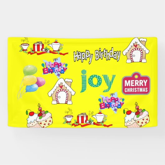 Vrolijk KerstfeestVinyl Banner, Gelukkige Verjaard Spandoek (Horizontaal)