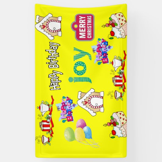 Vrolijk KerstfeestVinyl Banner, Gelukkige Verjaard Spandoek (Verticaal)