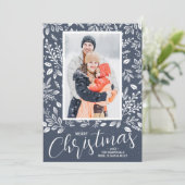 Vrolijk kerstfleschemicaliën Foto Denim Feestdagenkaart (Staand voorkant)