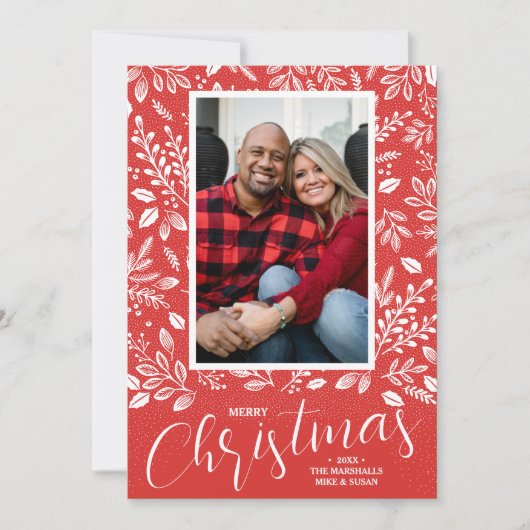 Vrolijk kerstfleschemicaliën Fotorood Feestdagenkaart (Voorkant)