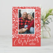 Vrolijk kerstfleschemicaliën Fotorood Feestdagenkaart (Staand voorkant)