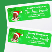 Vrolijk kerstFootball met Santa Hat en snacks Etiket