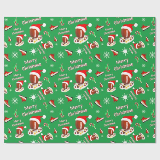 Vrolijk kerstFootball met snack Food Pattern Cadeaupapier (Vlak)