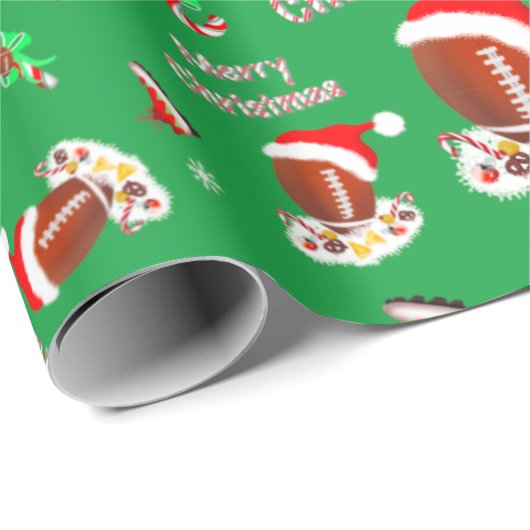 Vrolijk kerstFootball met snack Food Pattern Cadeaupapier (Rol Hoek)