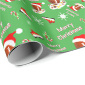 Vrolijk kerstFootball met snack Food Pattern Cadeaupapier (Rol Hoek)