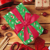 Vrolijk kerstFootball met snack Food Pattern Inpakpapier Vel