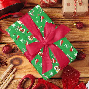 Vrolijk kerstFootball met snack Food Pattern Inpakpapier Vel