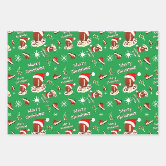 Vrolijk kerstFootball met snack Food Pattern Inpakpapier Vel (Voorkant 3)