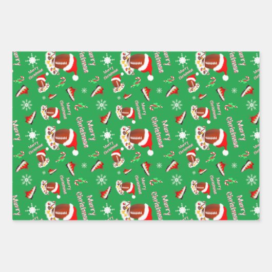 Vrolijk kerstFootball met snack Food Pattern Inpakpapier Vel (Voorkant)