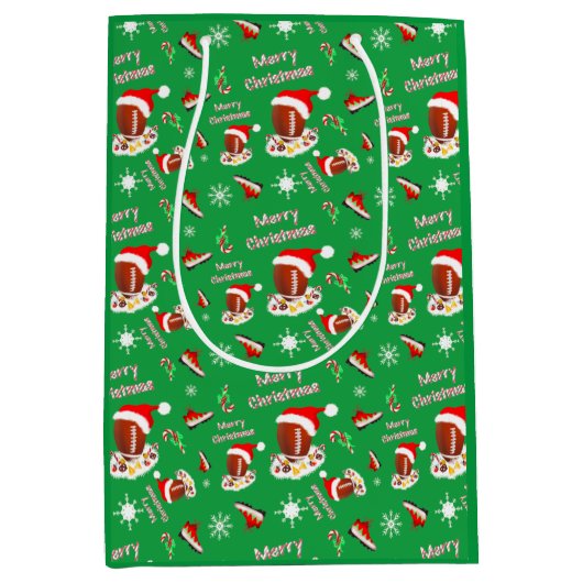 Vrolijk kerstFootball met snack Food Pattern Medium Cadeauzakje (Voorkant)