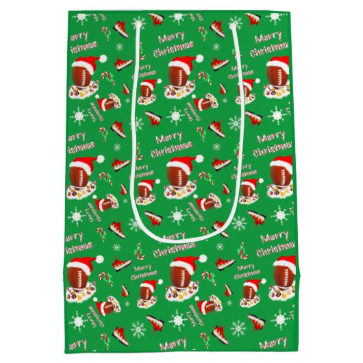 Vrolijk kerstFootball met snack Food Pattern Medium Cadeauzakje (Achterkant)