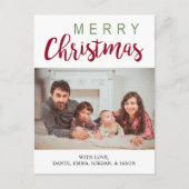 Vrolijk kerstfoto briefkaart Red Green Elegant (Voorkant)