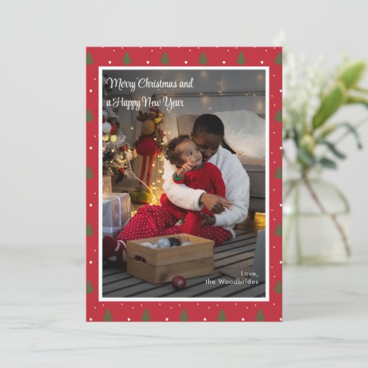 Vrolijk Kerstfoto Custom Feestdagenkaart (Staand voorkant)