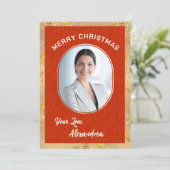 Vrolijk Kerstfoto Elegant Klassiek Script Kaart (Staand voorkant)