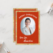 Vrolijk Kerstfoto Elegant Klassiek Script Kaart (Voorkant / Achterkant in situ)