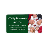 Vrolijk kerstfoto groen retouradres etiket (Voorkant)