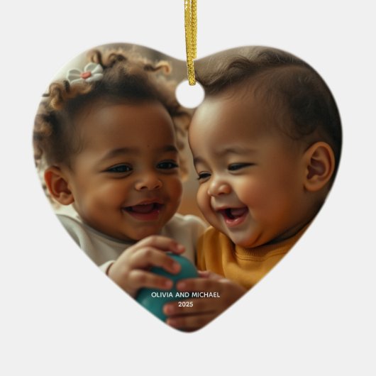 Vrolijk kerstfoto kerstversiering keramisch ornament (Voorkant)