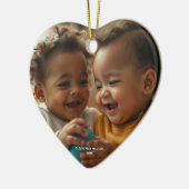 Vrolijk kerstfoto kerstversiering keramisch ornament (Links)