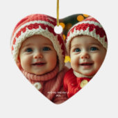 Vrolijk kerstfoto kerstversiering keramisch ornament (Achterkant)