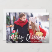 Vrolijk kerstfoto Moderne Kaart penseelscript (Voorkant)