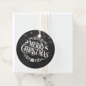 Vrolijk kerstfoto zwart-wit karton bedankjes labels (In situ)