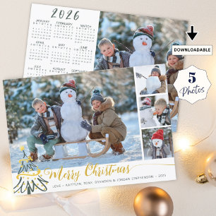 Vrolijk kerstfotocollage 2026 kalender feestdagenkaart