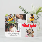 Vrolijk kerstfotocollage Vijf Afbeeldingen Eenvoud Feestdagenkaart (Staand voorkant)