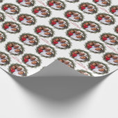 Vrolijk kerstfotofeest met kerstmis cadeaupapier (Hoek)