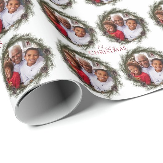 Vrolijk kerstfotofeest met kerstmis cadeaupapier (Rol Hoek)