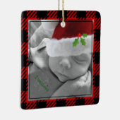 Vrolijk kerstfotojaar Naam Rode vrachtwagenboom Keramisch Ornament (Rechts)