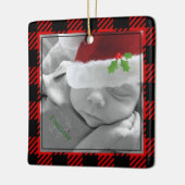 Vrolijk kerstfotojaar Naam Rode vrachtwagenboom Keramisch Ornament (Links)