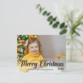 Vrolijk kerstfotojaar Poinsettias Feestdagenkaart (Staand voorkant)