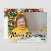 Vrolijk kerstfotojaar Poinsettias Feestdagenkaart (Voorkant / Achterkant)