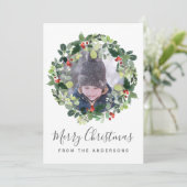 Vrolijk kerstfotokaartje met kerstmis feestdagenkaart (Staand voorkant)