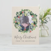 Vrolijk kerstfotokaartje met kerstmis feestdagenkaart (Staand voorkant)