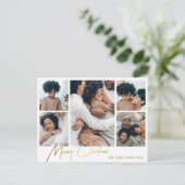 Vrolijk kerstfotokaartje Vijf Afbeeldingen Feestdagenkaart (Staand voorkant)