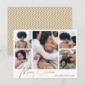 Vrolijk kerstfotokaartje Vijf Afbeeldingen Feestdagenkaart (Voorkant / Achterkant)