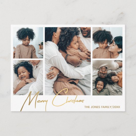Vrolijk kerstfotokaartje Vijf Afbeeldingen Feestdagenkaart (Voorkant)