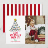 Vrolijk kerstfotokaartje We rolden ermee Kaart (Voorkant / Achterkant)