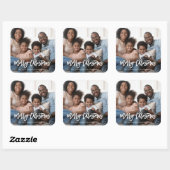 Vrolijk kerstfoto's en jaarlijkse tekenaar vierkante sticker (Vel)