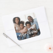 Vrolijk kerstfoto's en jaarlijkse tekenaar vierkante sticker (Envelop)