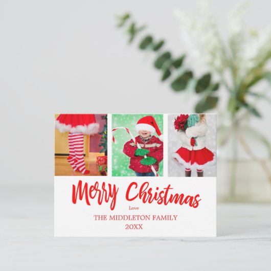 Vrolijk Kerstfoto's Vakantie Groet Briefkaart (Staand voorkant)