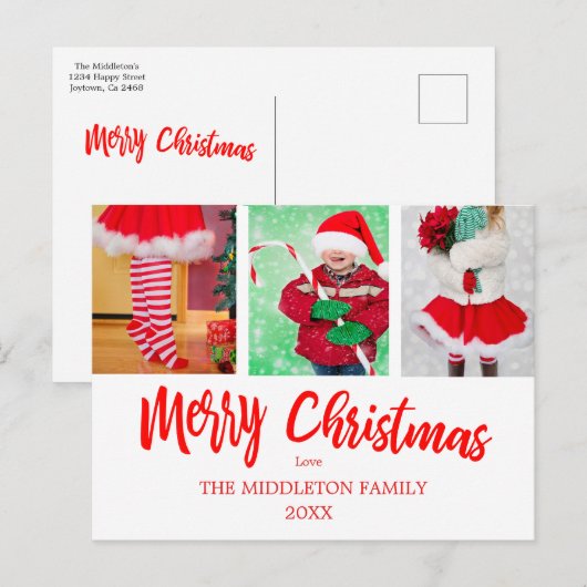 Vrolijk Kerstfoto's Vakantie Groet Briefkaart (Voorkant / Achterkant)