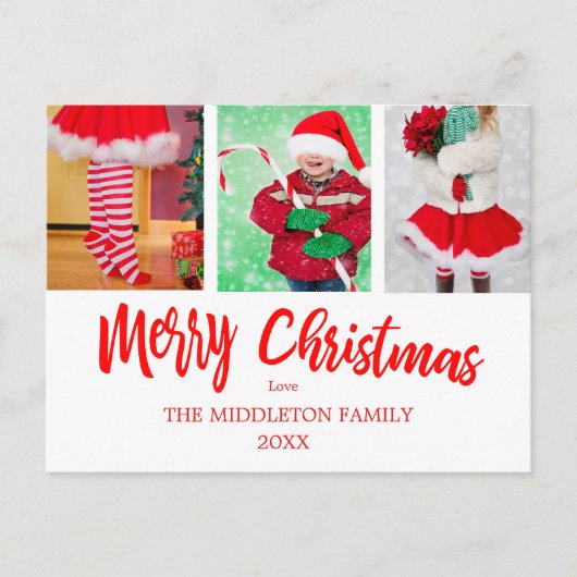 Vrolijk Kerstfoto's Vakantie Groet Briefkaart (Voorkant)