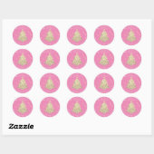 Vrolijk kerstgebaar RSVP Goud Roze Ronde Sticker (Vel)