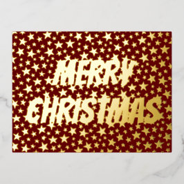 Vrolijk kerstgebaar Stars bogundy elegant Folie Feestdagen Briefkaart