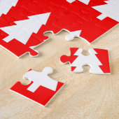 Vrolijk kerstgebaar witte bomen rood legpuzzel (Zijkant)
