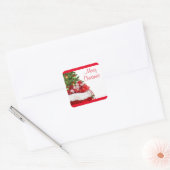 Vrolijk kerstgebak en cadeautjes Sjabloon Vierkante Sticker (Envelop)