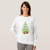 Vrolijk kerstgebak en T-shirts met cadeautjes (Voorkant volledig)