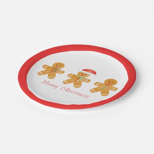 Vrolijk kerstgebak mannen papieren bordje (Gekanteld)